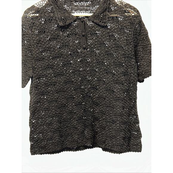 Black Crochet Knit Women's Medium Sweater Witchy Whimsigoth Oversized Goth - Picture 4 of 10